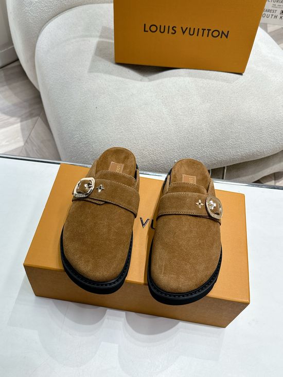 Louis Vuitton Lined Warm Mule Slippers Non Slip Indoor Outdoor Shoes