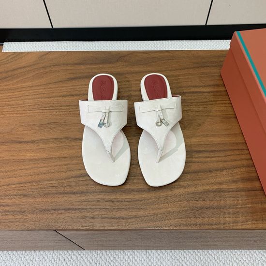 Loro Piana Suede Flip Flops Soft Goatskin Lined Leather Sole Shoes