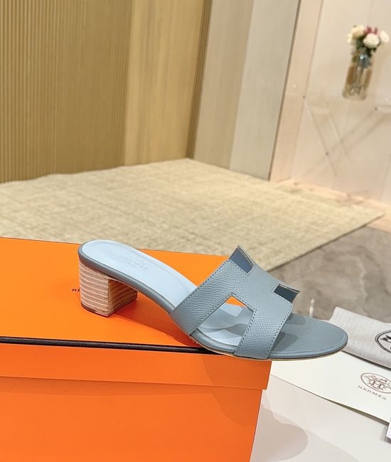 Hermes Low Heel Premium Leather Shoes with Leather Sole