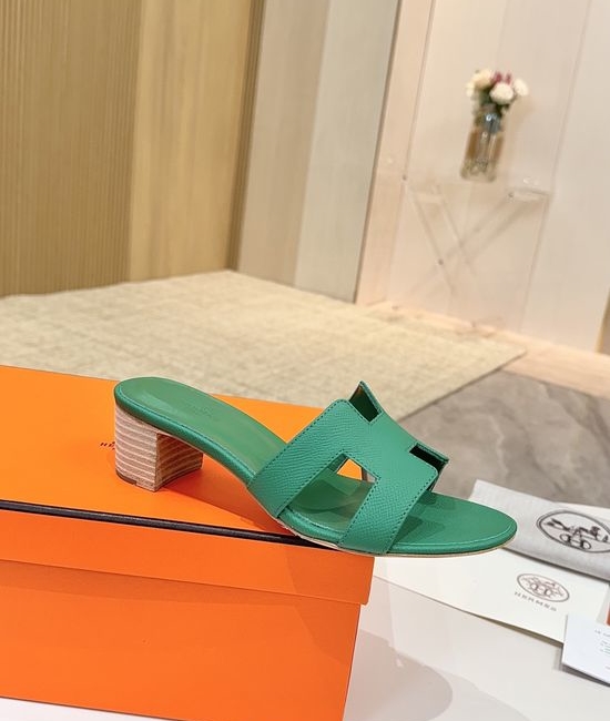 Hermes Low Heel Premium Leather Shoes with Leather Sole