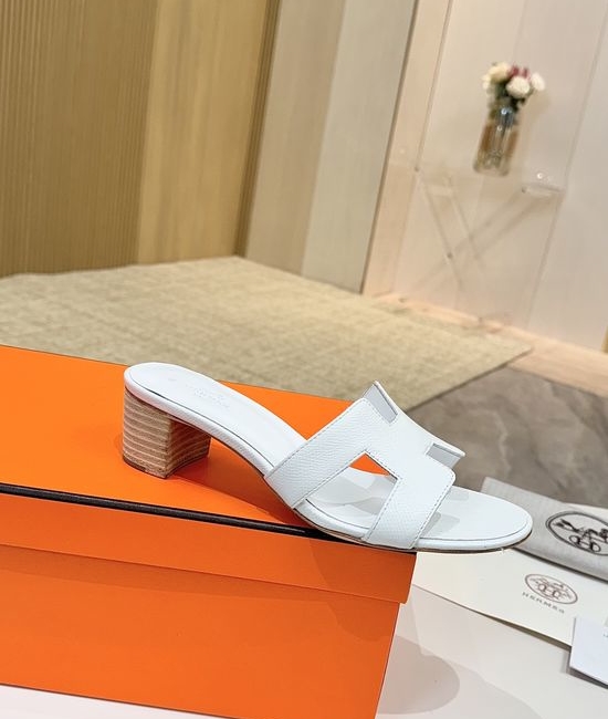 Hermes Low Heel Premium Leather Shoes with Leather Sole