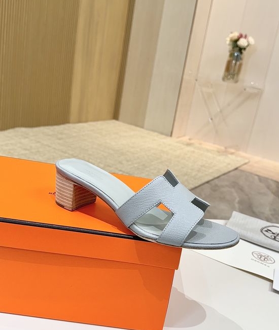 Hermes Low Heel Premium Leather Shoes with Leather Sole
