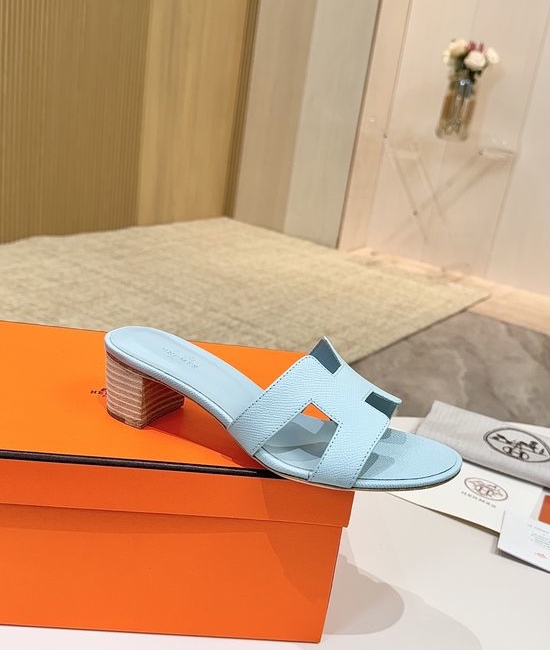 Hermes Low Heel Premium Leather Shoes with Leather Sole