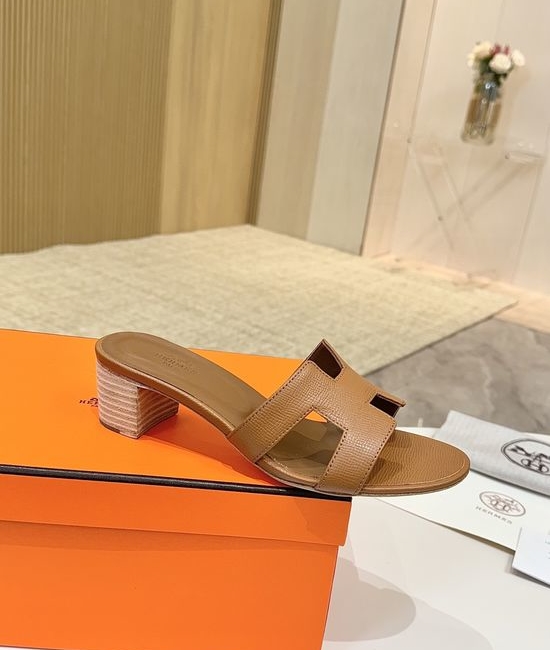 Hermes Low Heel Premium Leather Shoes with Leather Sole