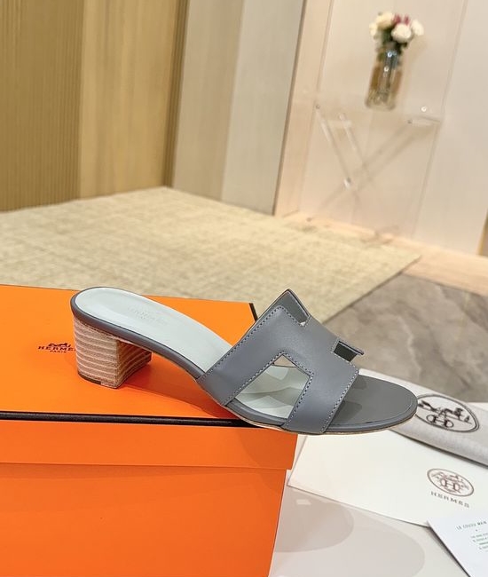 Hermes Low Heel Premium Leather Shoes with Leather Sole
