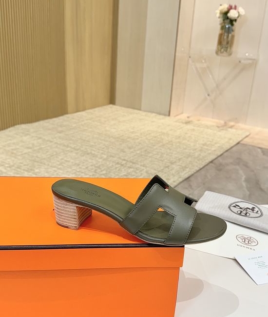 Hermes Low Heel Premium Leather Shoes with Leather Sole