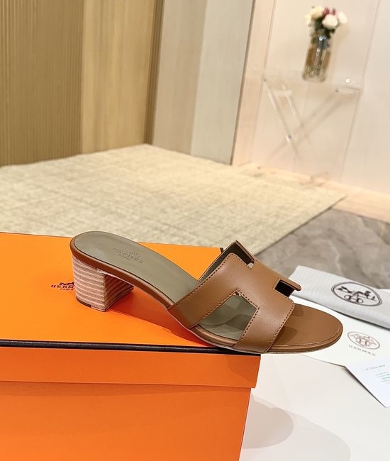 Hermes Low Heel Premium Leather Shoes with Leather Sole