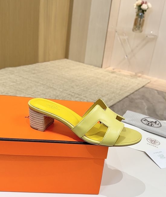Hermes Low Heel Premium Leather Shoes with Leather Sole