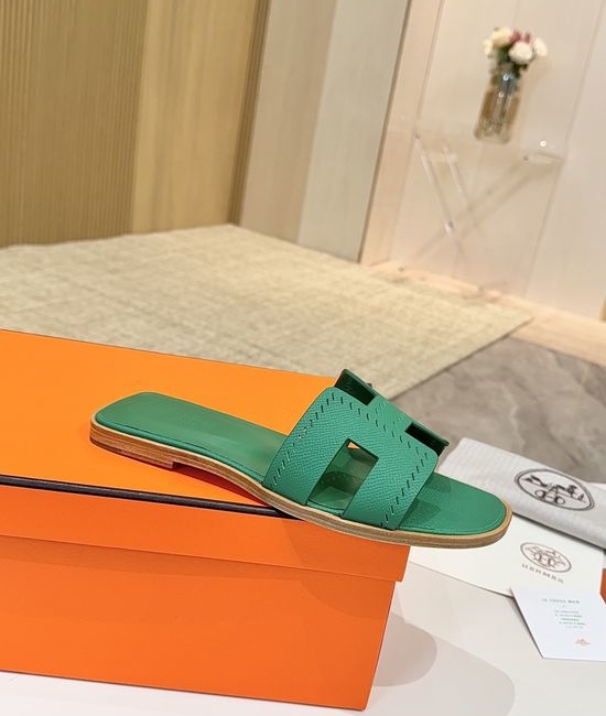 Hermes Premium Palm Grain Leather Shoes with Leather Sole