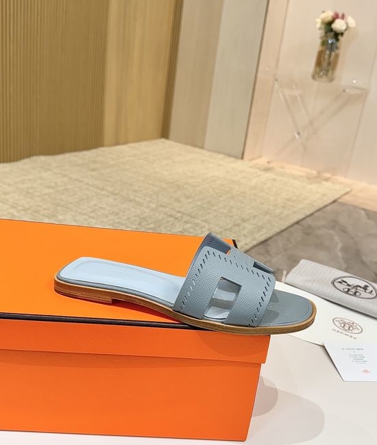 Hermes Premium Palm Grain Leather Shoes with Leather Sole