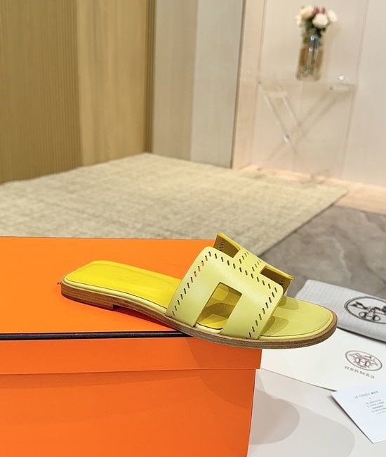 Hermes Premium Palm Grain Leather Shoes with Leather Sole