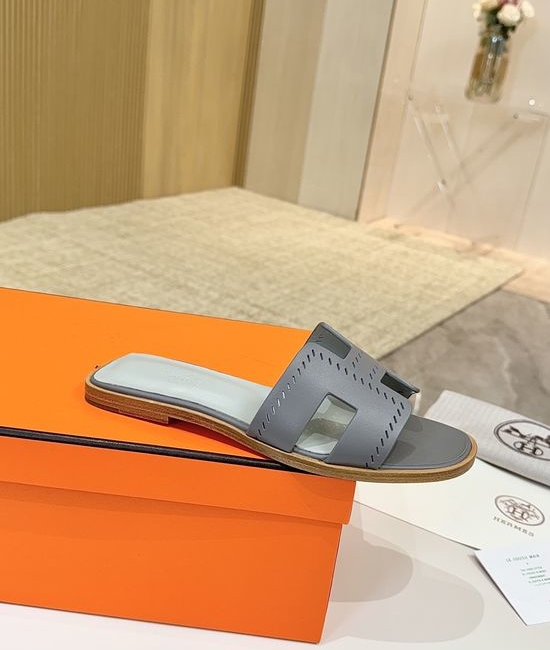 Hermes Premium Palm Grain Leather Shoes with Leather Sole