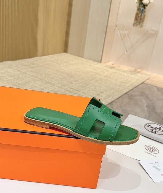 Hermes Premium Palm Grain Leather Shoes with Leather Sole