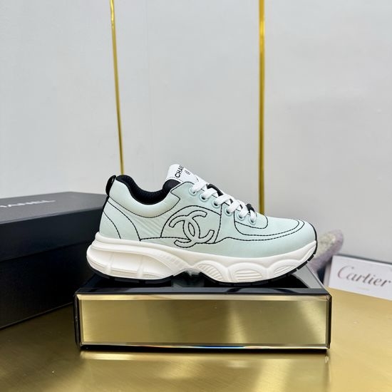 Chanel Embroidered Leather Casual Versatile Comfortable Sports Sneakers