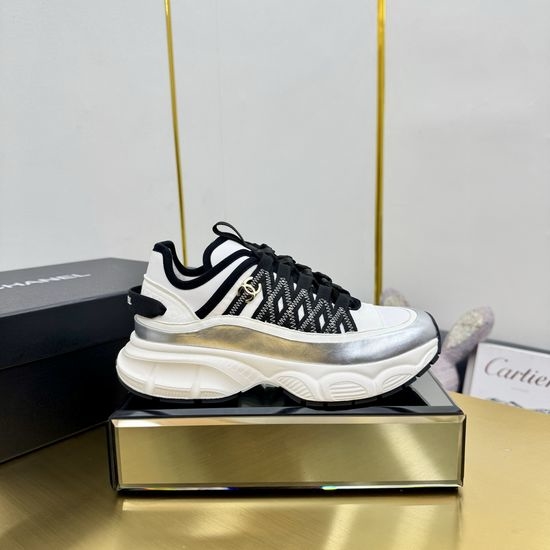 Chanel Embroidered Leather Casual Versatile Comfortable Sports Sneakers