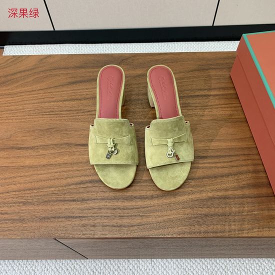 Loro Piana Suede Flat Slides With Decorative Charm Strap
