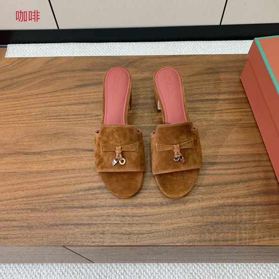 Loro Piana Suede Flat Slides With Decorative Charm Strap