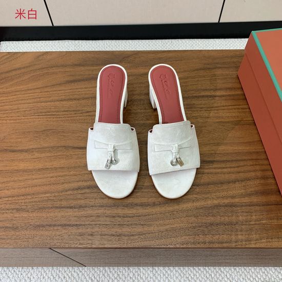 Loro Piana Suede Flat Slides With Decorative Charm Strap