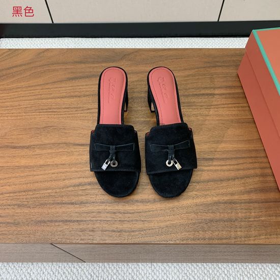 Loro Piana Suede Flat Slides With Decorative Charm Strap