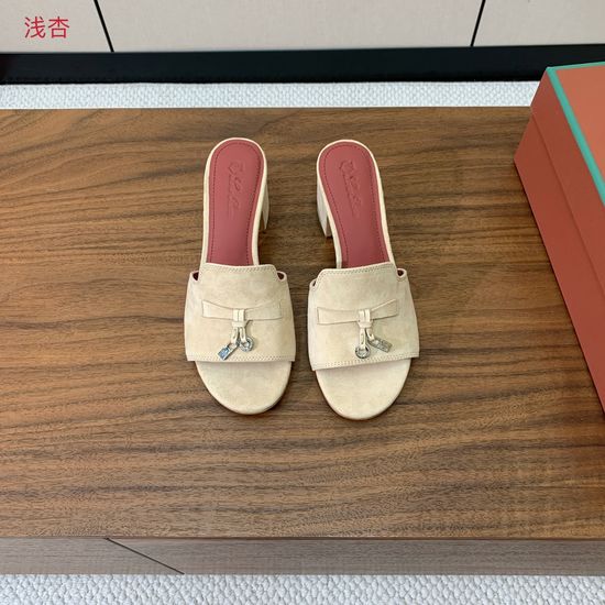 Loro Piana Suede Flat Slides With Decorative Charm Strap