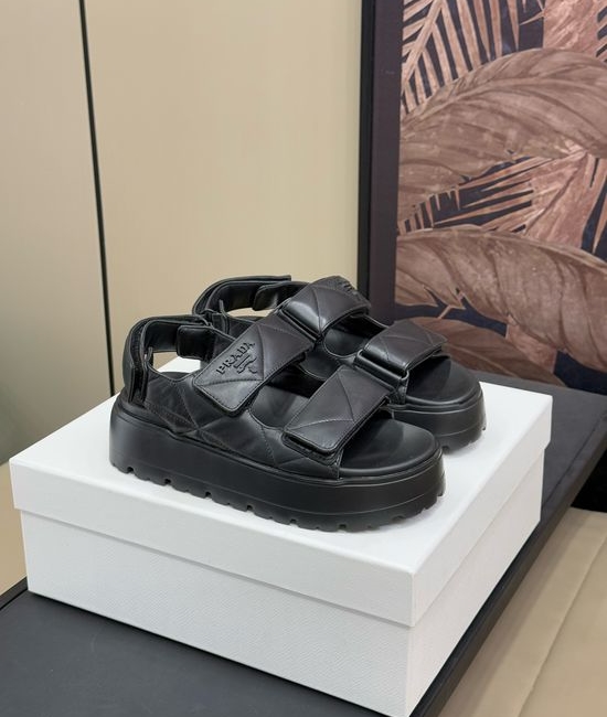 Prada Soft Leather Platform Comfort Casual Summer Sandals