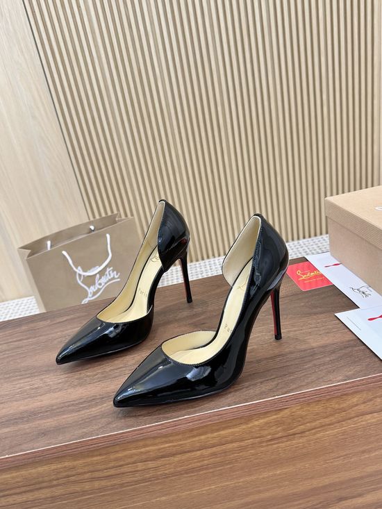Christian Louboutine Patent Leather Cutout High Heel Dress Shoes
