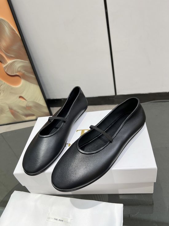 The Row Minimalist Leather Ballet Flats Ultra Soft Comfortable Footwear
