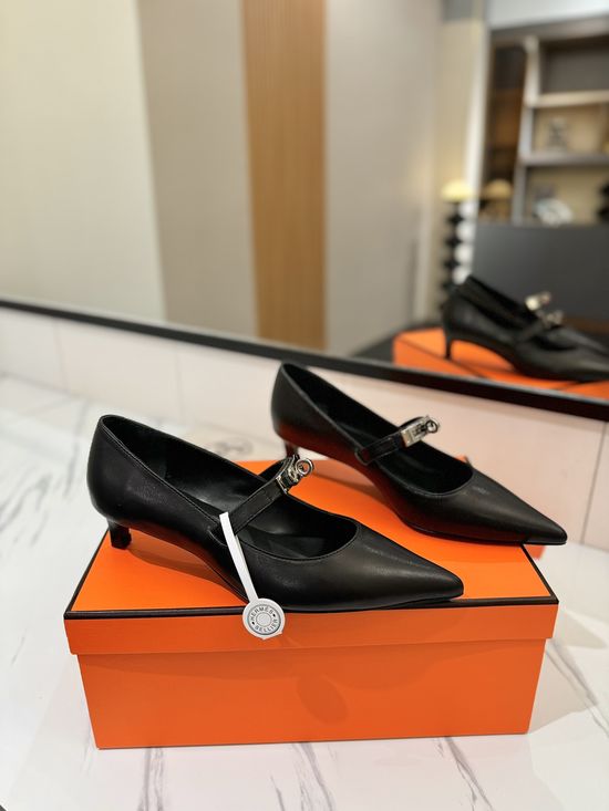 Hermes Premium Soft Leather Low Heel Comfortable Dress Shoes