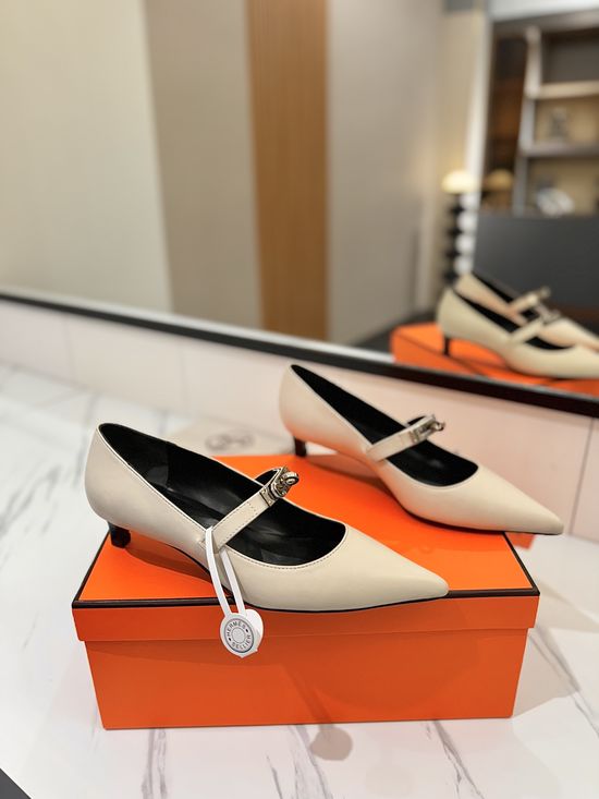 Hermes Premium Soft Leather Low Heel Comfortable Dress Shoes