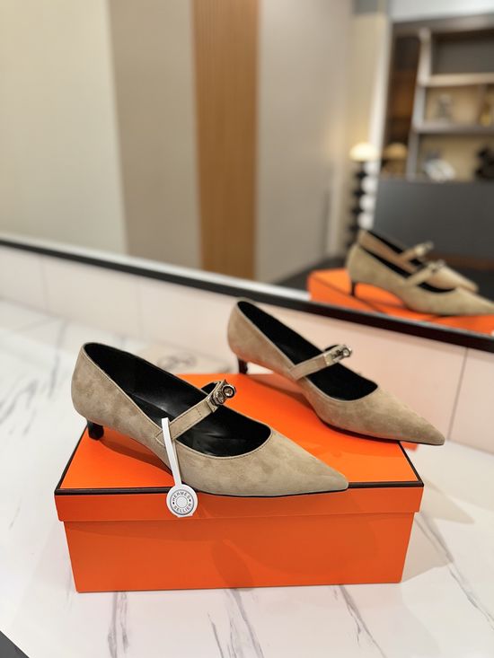 Hermes Premium Suede Low Heel Comfortable Dress Shoes