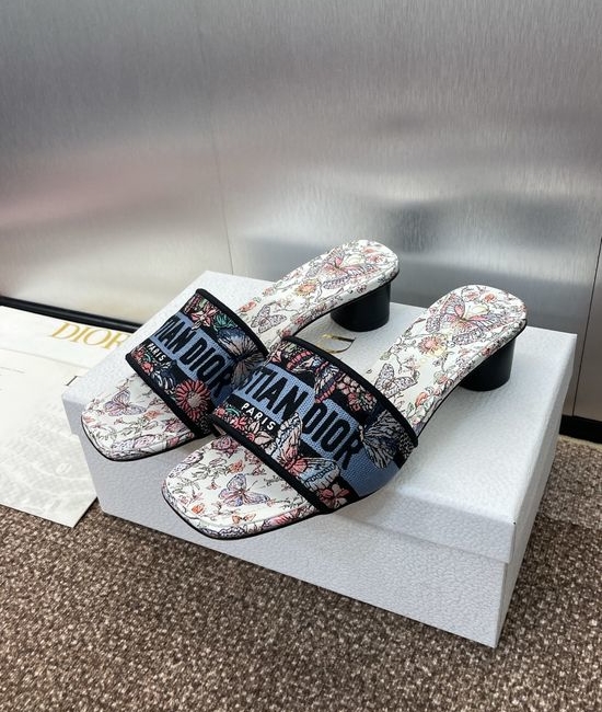 Christian Dior CD Embroidered Stiletto Heel Sandals with Transparent Straps