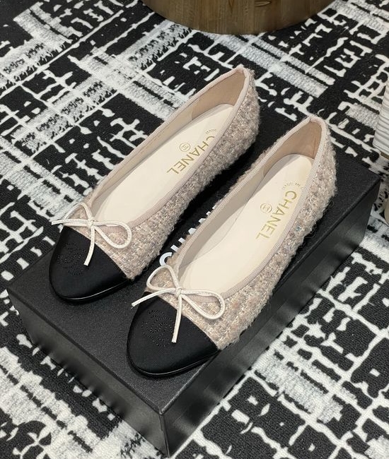 Chanel Bowknot Tweed Ballet Flats Soft Lined Comfortable Daily Shoes