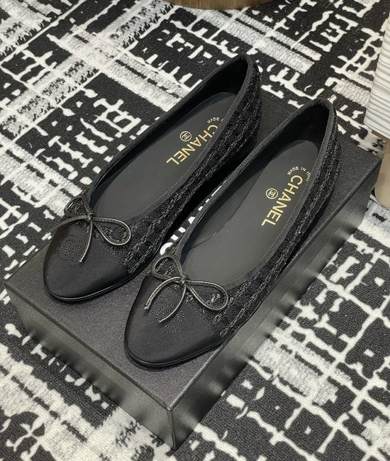 Chanel Bowknot Tweed Ballet Flats Soft Lined Comfortable Daily Shoes
