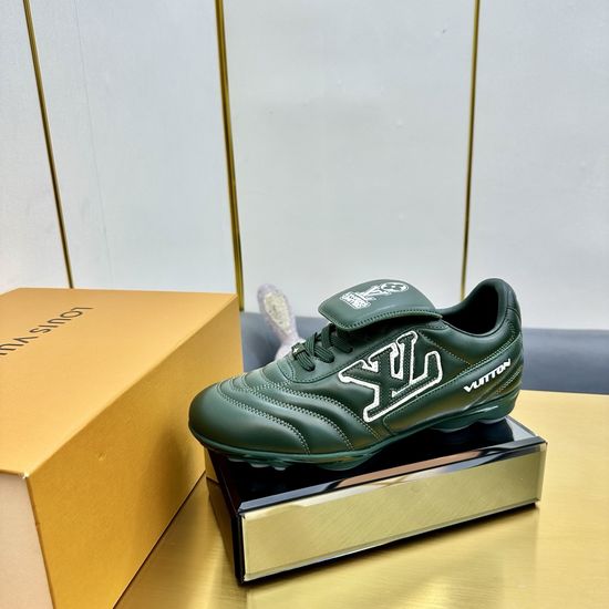 Louis Vuitton Designer Inspired Soccer-themed Sneakers with Dynamic Logos