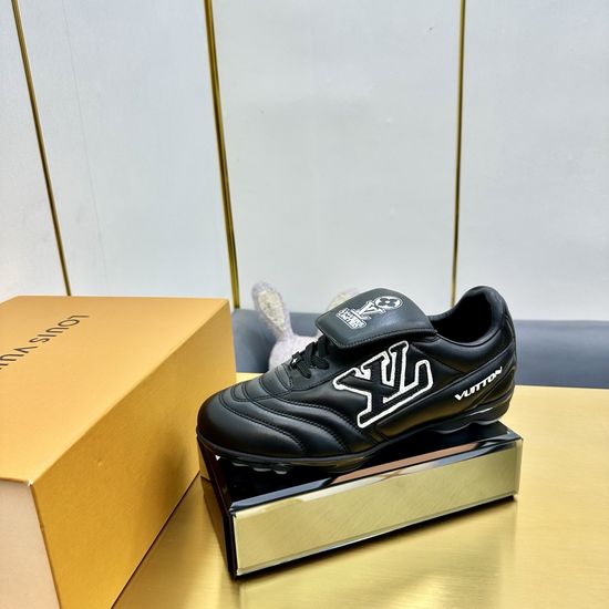 Louis Vuitton Designer Inspired Soccer-themed Sneakers with Dynamic Logos
