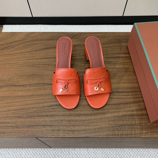 Loro Piana Charm Decor Suede Slides Cowhide Leather Sole Footwear