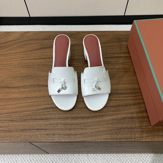Loro Piana Charm Decor Suede Slides Cowhide Leather Sole Footwear