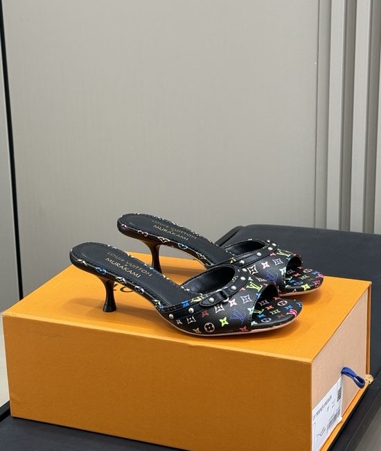 Louis Vuitton LV Elegant Kitten Heel Shoes Printed Leather Upper Design