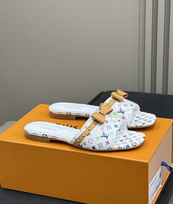 Louis Vuitton LV Bow Decor Flat Slippers With Leather Lining And Rivets