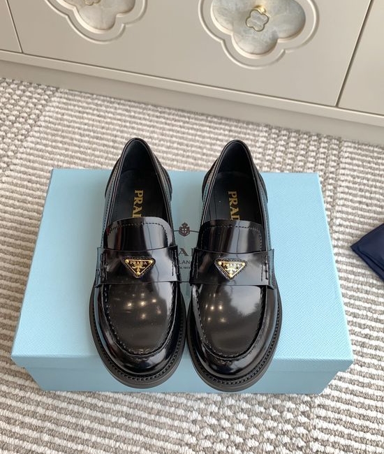 Prada Patent Leather Slip On Classic Casual Loafers