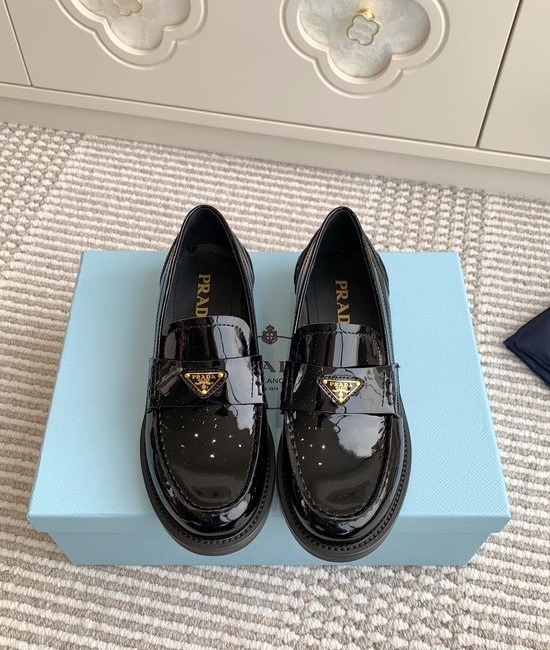 Prada Patent Leather Slip On Classic Casual Loafers