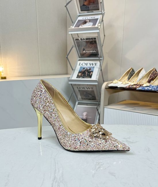 Versace Glitter Elegant Pointed Toe Stiletto Heels
