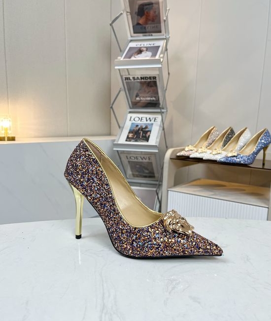 Versace Glitter Elegant Pointed Toe Stiletto Heels