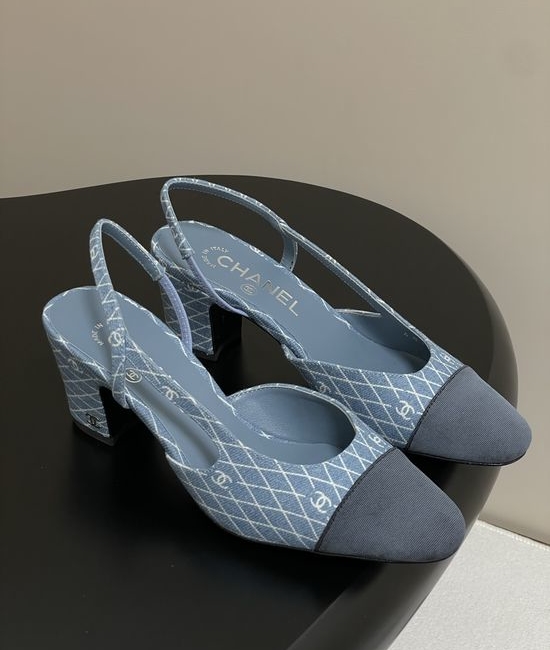 Chanel Denim Slingback Sandals Classic Two Tone Leather Sole