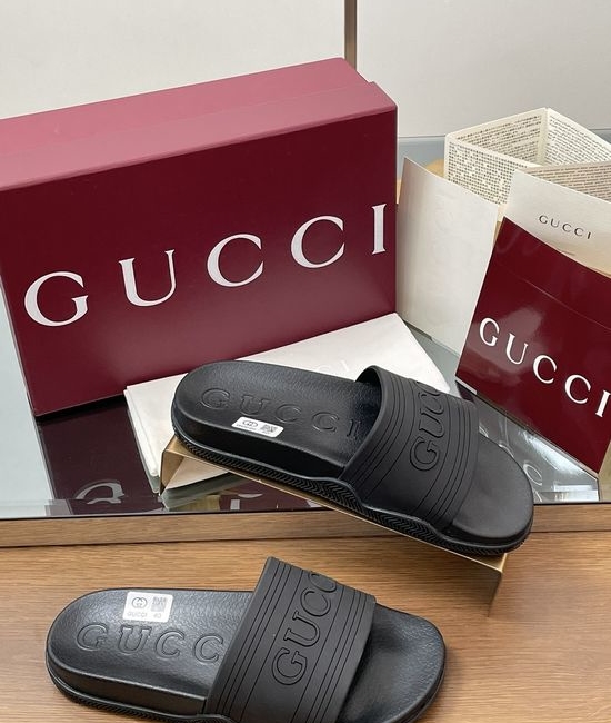 Gucci Striped Webbing Strap Thick Sole Non Slip Casual Slides