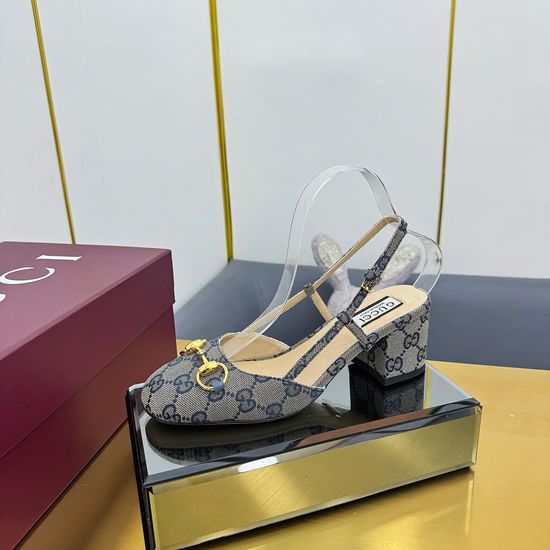 Gucci Elegant Buckle Strap Low Heel Pumps Genuine Leather Non Slip Sole