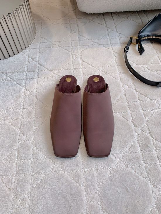 Loro Piana Square Toe Slip On Mules Premium Leather Upper Comfortable Sole