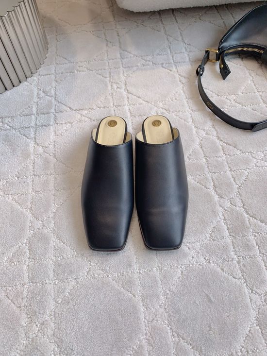 Loro Piana Square Toe Slip On Mules Premium Leather Upper Comfortable Sole