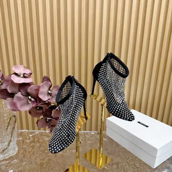 Dolce & Gabbana Chic Cut-Out Diamond-Embellished Ankle Boots