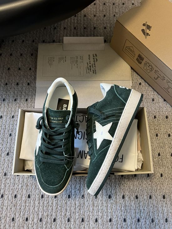 Golden Goose Dark Green Distressed Platform Casual Walking Shoes